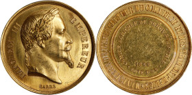 FRANCE. Précy-sous-Thil. Napoleon III/Agricultural Show Gold Award Medal, 1868. Paris Mint. PCGS SPECIMEN-61.
By Barre. Diameter: 33.5mm; Weight: 23....