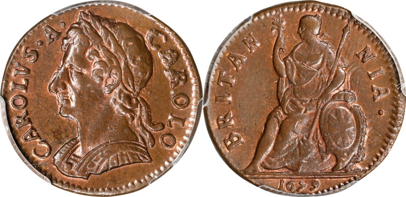 GREAT BRITAIN. Farthing, 1675. London Mint. Charles II. PCGS MS-64 Red Brown.
S...