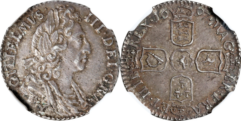 GREAT BRITAIN. 6 Pence, 1697-Y. York Mint. William III. NGC MS-63.
S-3536; KM-4...