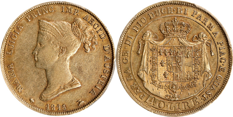 ITALY. Parma, Piacenza & Guastalla. 40 Lire, 1815. Milan Mint. Maria Luigia. PCG...