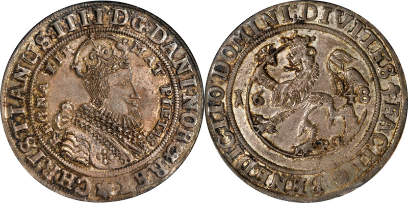 NORWAY. Speciedaler, 1648-PG. Christiania Mint. Christian IV. NGC MS-63.
Dav-35...