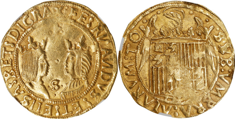 SPAIN. 2 Excelentes, ND (1474-1504)-S. Seville Mint. Ferdinand V & Isabel I. NGC...