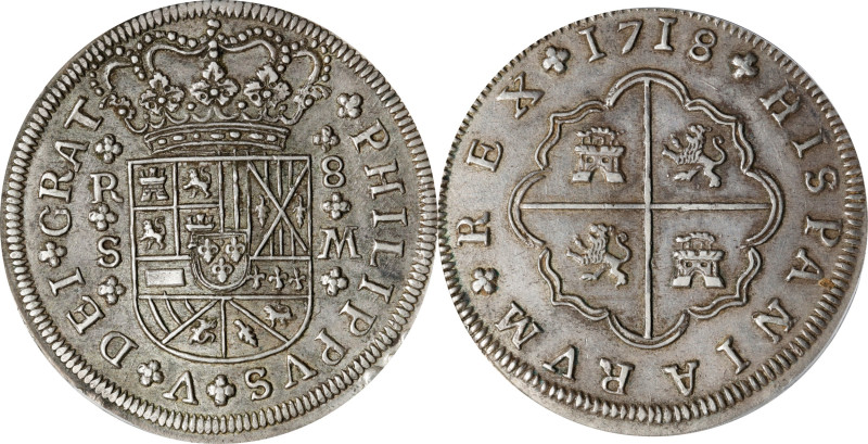 SPAIN. 8 Reales, 1718-S M. Seville Mint. Philip V. PCGS AU-58.
KM-310; Cal-1617...