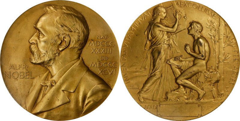 SWEDEN. 70th Anniversary of the Establishment of the Nobel Prize Gilt Bronze Med...