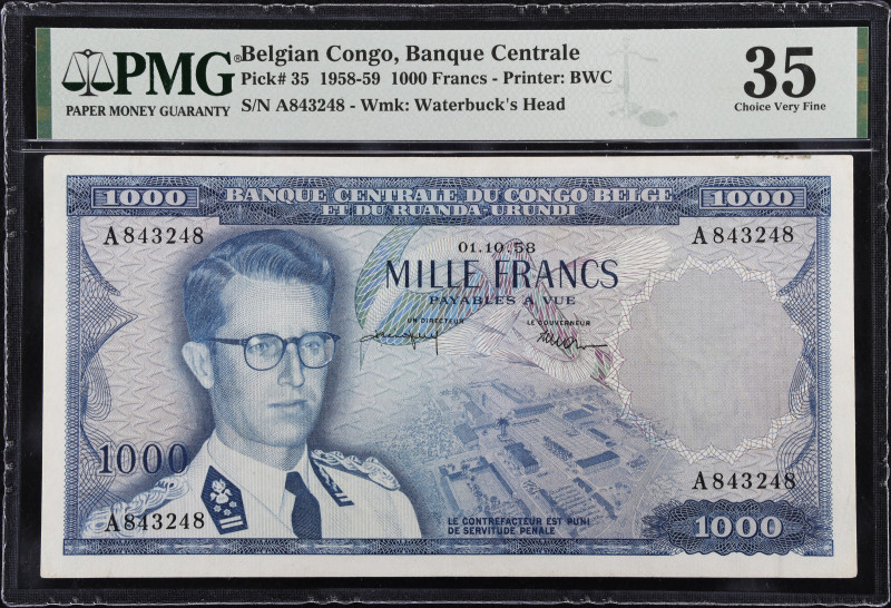 BELGIAN CONGO. Banque Centrale du Congo Belge et du Ruanda-Urundi. 1000 Francs, ...