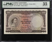 CEYLON. Central Bank Of Ceylon. 100 Reis, 1952. P-53. PMG Choice Very Fine 35.
Printed by BWC. Watermark of Chinze. Dated June 3rd, 1952. PMG comment...