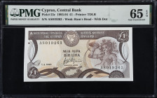 CYPRUS. Lot of (3). Central bank of Cyprus. 1 Pound, 1989-94. P-53b & 53c. PMG Gem Uncirculated 65 EPQ & Gem Uncirculated 66 EPQ.
Included in this lo...