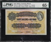 EAST AFRICA. The East African Currency Board. 20 Shillings = 1 Pound, 1955. P-35. PMG Gem Uncirculated 65 EPQ.
Printed by TDLR. Nairobi. Watermark of...