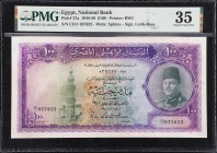 EGYPT. National Bank. 100 Pound, 1948-50. P-27a. PMG Choice Very Fine 35.
Printed by BWC. Watermark of Sphinx. Signature Leith-Ross. Seldom offered i...