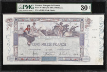 FRANCE. Banque de France. 5000 Francs, 1918 (ND 1938). P-76. PMG Very Fine 30 Net. Repaired.
Watermark of heads. Dated 4-1-1918. A note not often enc...