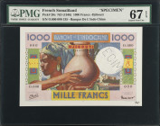 FRENCH SOMALILAND. Banque De L'Indo Chine. 1000 Francs, ND (1946). P-20s. Specimen. PMG Superb Gem Uncirculated 67 EPQ.
Djibouti. Specimen perforated...