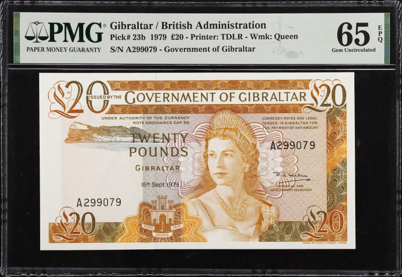 GIBRALTAR. Government of Gibraltar. 20 Pounds, 1979. P-23b. PMG Gem Uncirculated...