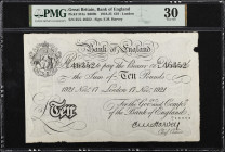 GREAT BRITAIN. Bank of England. 10 Pounds, 1921. P-313a. PMG Very Fine 30.
London. Signature of E.M. Harvey. Dated November 17, 1921. PMG comments "P...