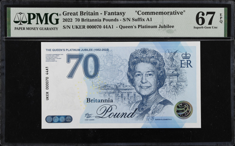 GREAT BRITAIN. Queen's Platinum Jubilee. 70 Britannia Pounds, 2022. P-Unlisted. ...