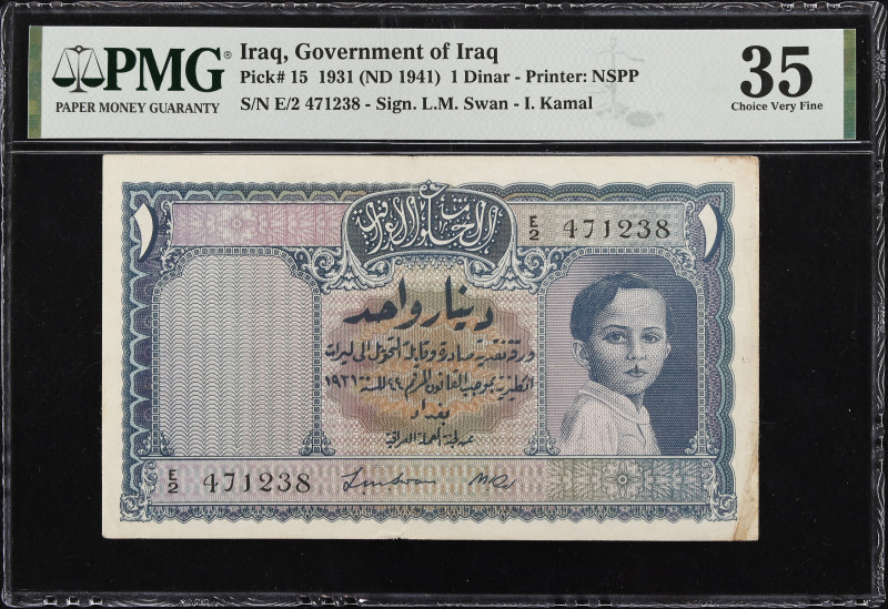 IRAQ. Government of Iraq. 1 Dinar, 1931 (ND 1941). P-15. PMG Choice Very Fine 35...