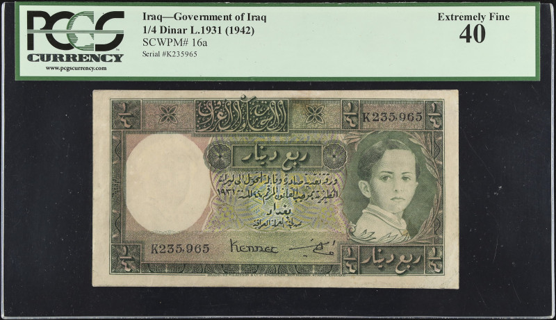 IRAQ. Government of Iraq. 1/4 Dinar, 1931 (1942). P-16a. PCGS Currency Extremely...