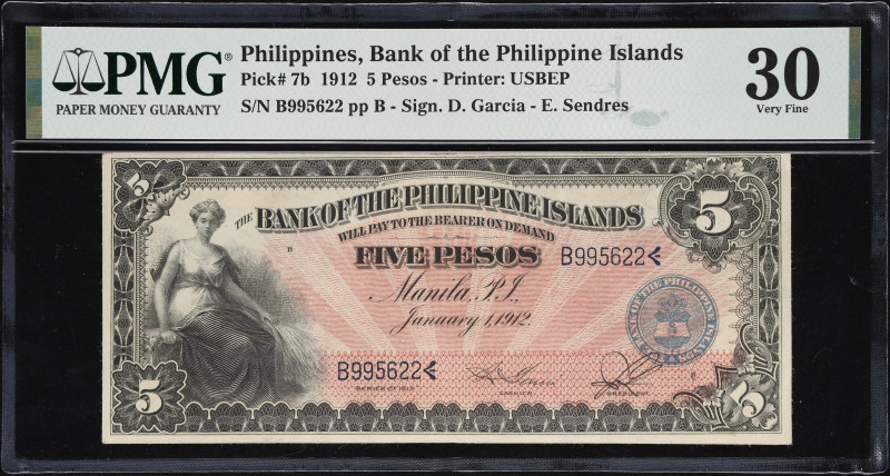 PHILIPPINES. Bank of the Philippine Islands. 5 Pesos, 1912. P-7b. PMG Very Fine ...