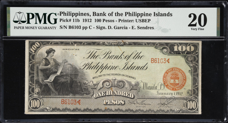 PHILIPPINES. Bank of the Philippine Islands. 100 Pesos, 1912. P-11b. PMG Very Fi...