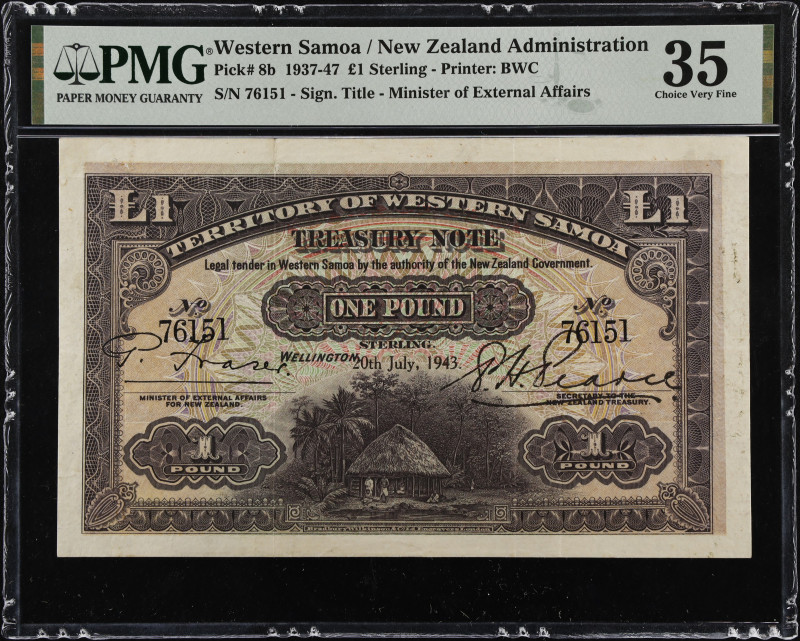 WESTERN SAMOA. New Zealand Treasury. 1 Pound, 1943. P-8b.
A tougher medium form...