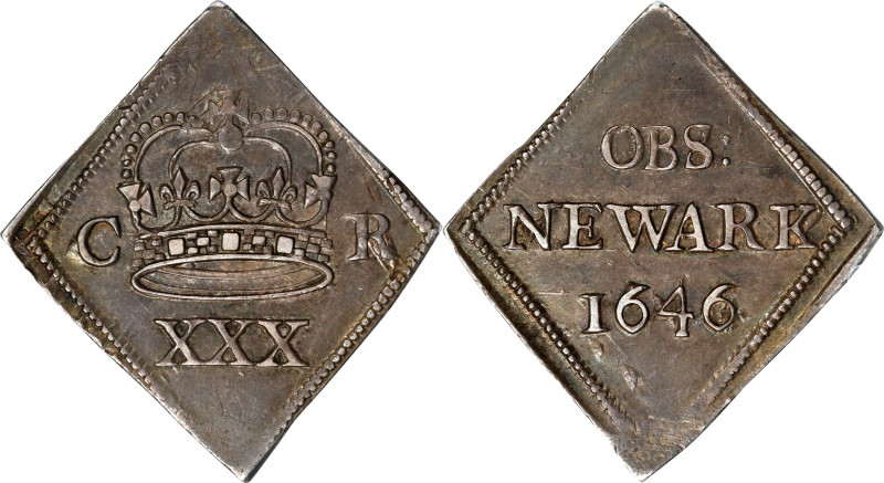 GREAT BRITAIN. First Civil War. Newark Besieged. 1/2 Crown, 1646. Charles I. PCG...