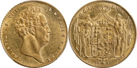 DENMARK. 2 Christians d'Or, 1847-CC FF. Altona Mint; mm: orb. Christian VIII. PCGS MS-62.
Fr-289; KM-722.2. Quite enchanting and delightful, this nea...