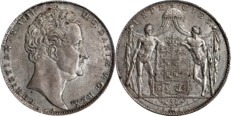 DENMARK. Speciedaler, 1840. Copenhagen Mint; mm: heart. Christian VIII. PCGS MS-...