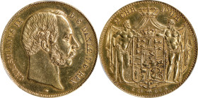 DENMARK. 2 Christians d'Or, 1869-HC CS. Copenhagen Mint; mm: crown. Christian IX. PCGS Genuine--Cleaned, AU Details.
Fr-293; KM-773.2. Despite the no...
