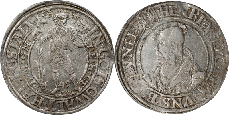 GERMANY. Brunswick-Luneburg: Wolfenbuttel. Taler, 1549. Riechenberg Mint. Heinri...