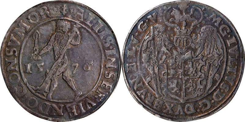 GERMANY. Brunswick-Luneburg: Wolfenbuttel. "Light" Taler, 1576. Goslar Mint; mm:...