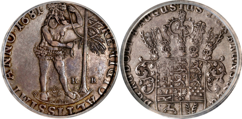 GERMANY. Brunswick-Luneburg: Brunswick. Taler, 1681-RB. Zellerfeld Mint. Rudolph...