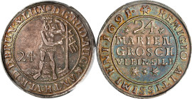 GERMANY. Brunswick-Luneburg: Brunswick. 24 Mariengroschen, 1691. Zellerfeld Mint. Rudolph August & Anton Ulrich. PCGS AU-58.
Dav-336; KM-559; Welter-...