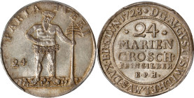 GERMANY. Brunswick-Luneburg: Brunswick. 24 Mariengroschen, 1728-EPH. Zellerfeld Mint. August Wilhelm. PCGS MS-62.
Dav-351; KM-731; Welter-2383. Stunn...