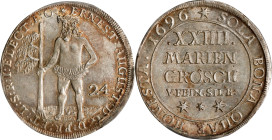 GERMANY. Brunswick-Luneburg: Calenberg. 24 Mariengroschen, 1696. Zellerfeld Mint. Ernst August, as Bishop of Osnabruck. PCGS MS-62.
Dav-414; KM-378; ...
