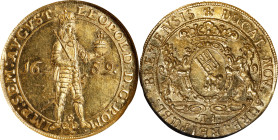 GERMANY. Bremen. 2 Ducats, 1659-TI. Free City. NGC MS-63.
Fr-411; KM-126. In the name of Emperor Leopold I. The first year in a brief, two-year type,...