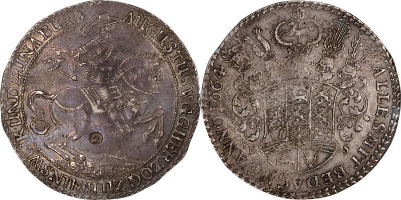 GERMANY. Brunswick-Luneburg: Brunswick. 2 Talers, 1664-HS. Goslar Mint. August "...