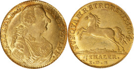 GERMANY. Brunswick-Luneburg: Brunswick. 5 Talers, 1764-E IDB. Brunswick Mint. Karl I. PCGS AU-55.
Fr-714; KM-915; Welter-2694. An overall pleasing an...
