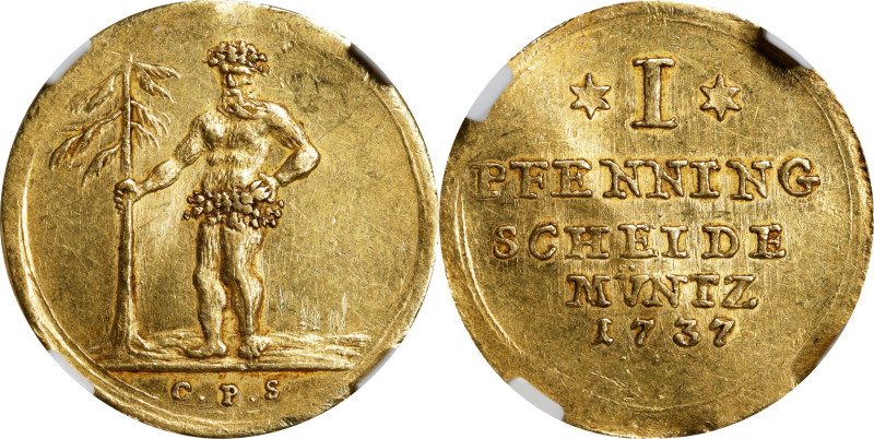 GERMANY. Brunswick-Luneburg: Hannover. Gold Off-Metal Pfennig of Ducat Weight, 1...