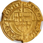 GERMANY. Cologne (Koln). Goldgulden, 1437. Riel Mint. Dietrich II von Moers. NGC AU-55.
Fr-797. Weight: 3.47 gms. Obverse: Tri-form coats-of-arms; Re...