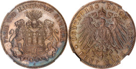 GERMANY. Hamburg. 5 Mark, 1902-J. Hamburg Mint. NGC PROOF-64.
KM-610; J-65. A VERY RARE proof issue, this nice example delivers a full strike and bea...