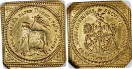 GERMANY. Nurnberg. Ducat Klippe, 1700-GFN (in chronogram). Free City. NGC MS-62.
Fr-1886; KM-258. By G. F. Nuernberger. Featuring the agnus Dei (Lamb...