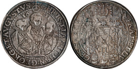 GERMANY. Saxony. 2 Talers, 1601-HB. Dresden Mint. Christian II, Johann Georg I & August. NGC EF-40.
Dav-7556; KM-Unlisted. A fairly RARE and interest...