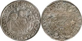 GERMANY. Saxony. Taler, 1594-HB. Dresden Mint. Christian II, Johann Georg I & August. PCGS MS-62.
Dav-9820; KM (MB)-314. Standing as the top pop of e...