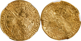 GERMANY. Saxony. 2 Ducats, 1630. Dresden Mint. Johann Georg I. NGC AU-53.
Fr-2701; KM-421; Whiting-112. Weight: 6.85 gms. Commemorating the 100th ann...