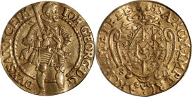 GERMANY. Saxony. 2 Ducats, 1638-SD. Dresden Mint. Johann Georg I. PCGS AU-53.
Fr-2682; KM-400. Lightly handled and exceptionally original, this multi...