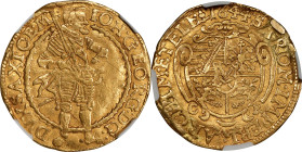 GERMANY. Saxony. 2 Ducats, 1644-CR. Dresden Mint. Johann Georg I. NGC VF Details--Mount Removed.
Fr-2682; KM-400. Commemorating the end of the "Kippe...