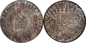 GERMANY. Saxony. Taler, 1649-CR. Dresden Mint. Johann Georg I. NGC MS-64.
Dav-7612; KM-425. An overall resoundingly Choice example of a crown from th...