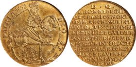 GERMANY. Saxony. 2 Ducats, 1657. Dresden Mint. Johann Georg II. NGC MS-62.
Fr-2719; KM-464. Vicariat issue. Incredibly alluring and enticing, this en...
