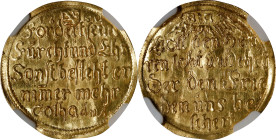GERMANY. Saxe-Gotha. Gold Medallic 1/2 Ducat, "1650" (1672/3). Gotha Mint. Ernst I "the Pious". NGC MS-62.
Fr-2949; KM-Unlisted; Pax in Nummis -Unlis...