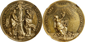 GERMANY. Medallic Issues. Nuremberg. Gold Medal of 6 Ducats Weight, ND (ca. mid-late 17th Century). NGC MS-62.
cf. Erlanger-2238; cf. GPH-1055. By C....