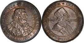 GERMANY. Medallic Issues. Saxe-Gotha. Martin Luther & Johannes Hus Silver Medal, 1717 (in chronogram). NGC AU-55.
Brozatus-868; cf. Whiting-175; Mers...